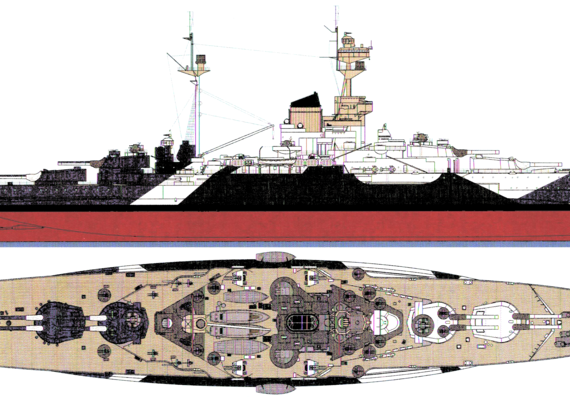 USSR warship Arkhangelsk [ex HMS Royal Sovereign Battleship] - drawings, dimensions, pictures